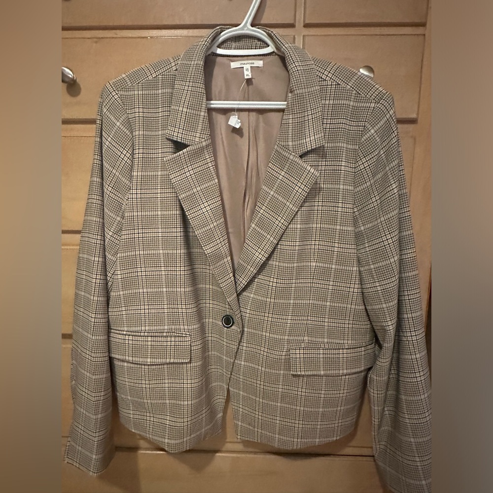 Plaid Women's Blazer - Brown